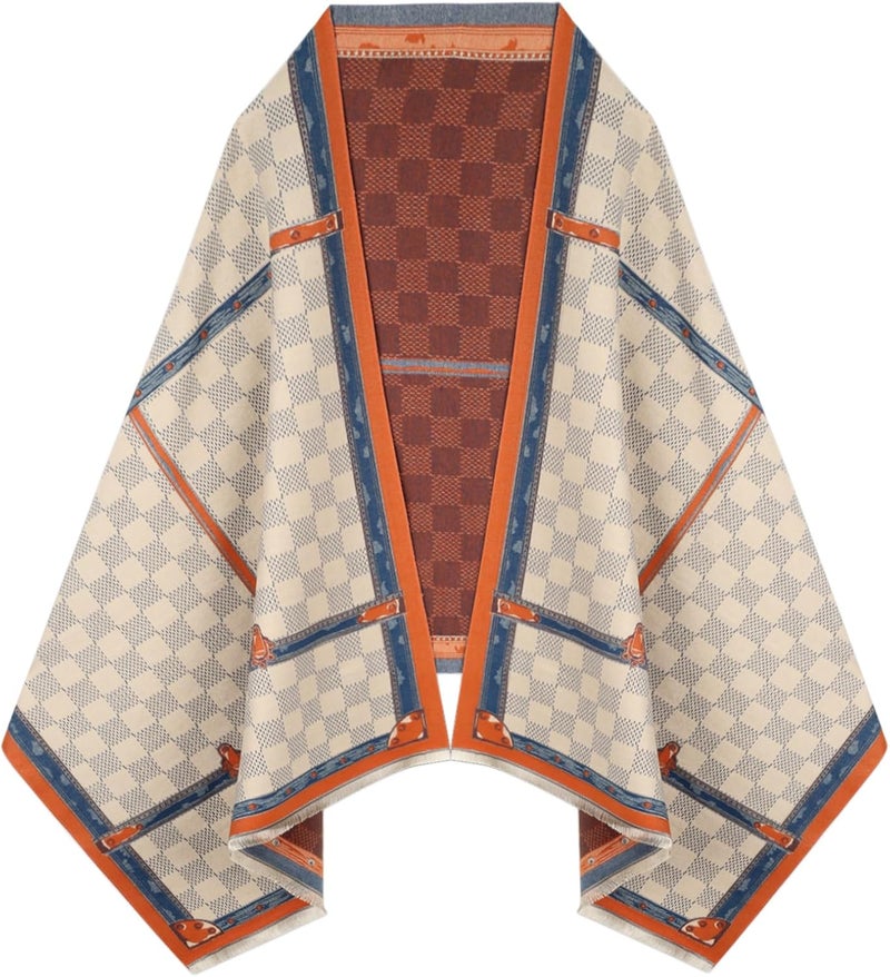 EXTREE Scarfs for Women Pashmina Silky Shawl Wrap for Evening Dressing Blanket Open Front Poncho Cape - Image 1